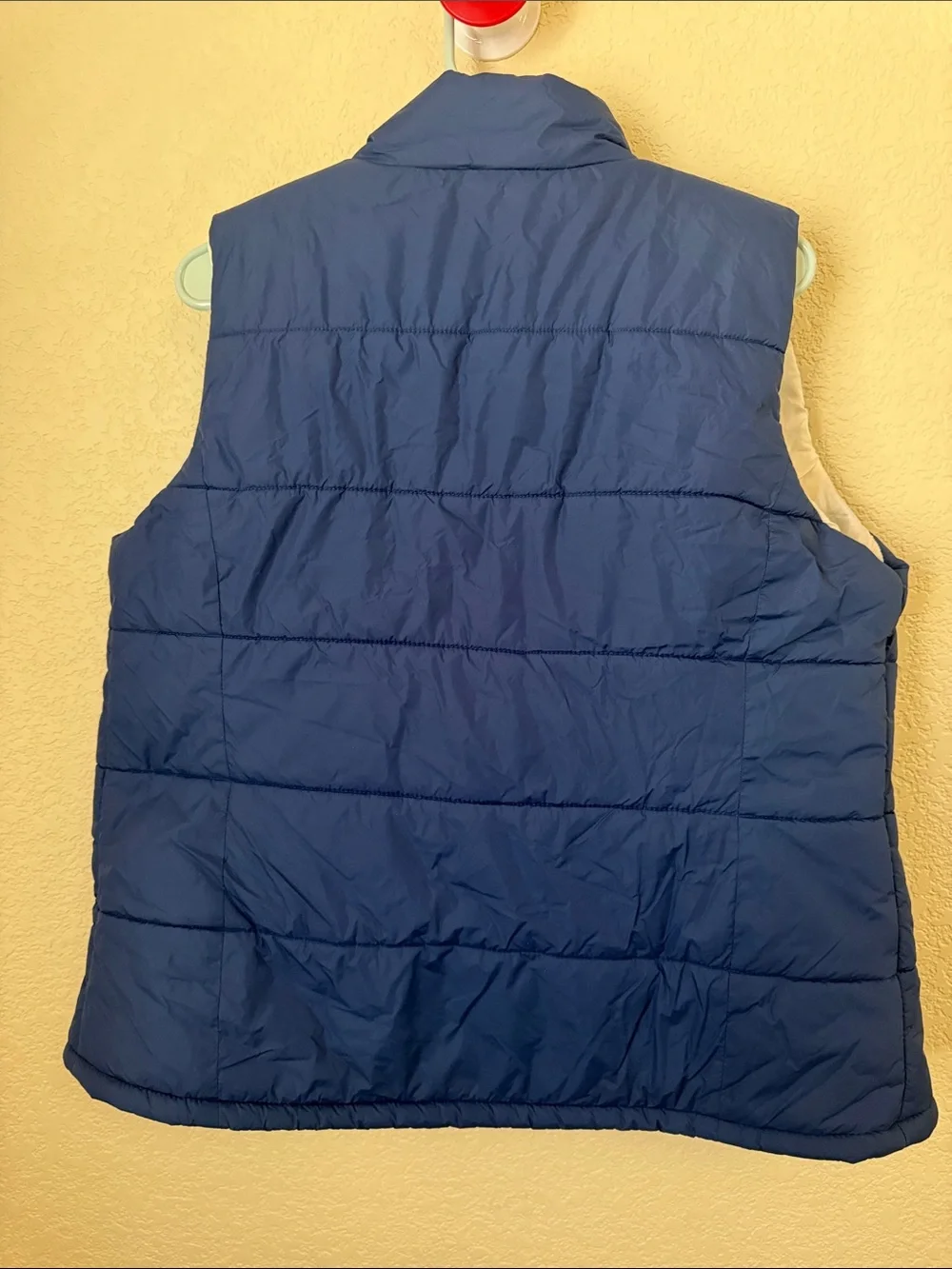 Reversible Quilted Puffer Vest - Navy & Cream